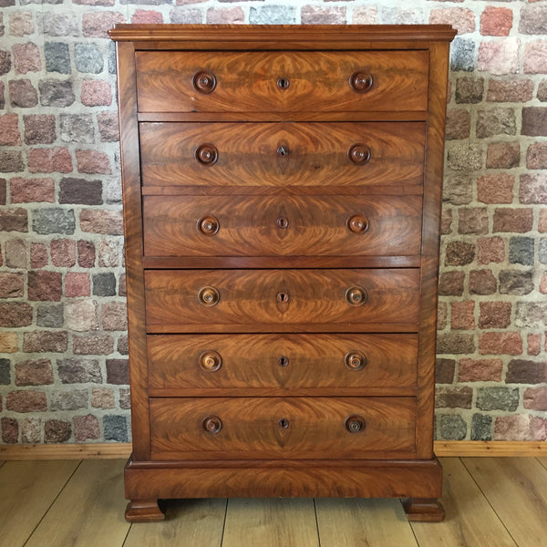 Exceptional Quality Walnut Secretaire Wellington Chest – Tall Chest with Enclosed Desk-Antique Furniture > Chests-19th Century-Lowfields Barn Antiques