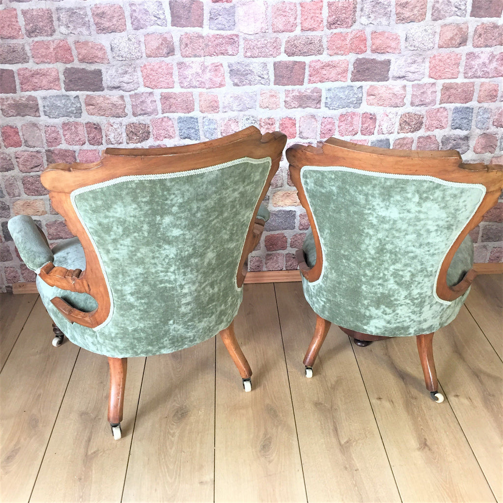 Exceptional Quality and Detail Victorian Pair of Parquetry Walnut Chairs-Antique Furniture > Chairs-Victorian-Lowfields Barn Antiques