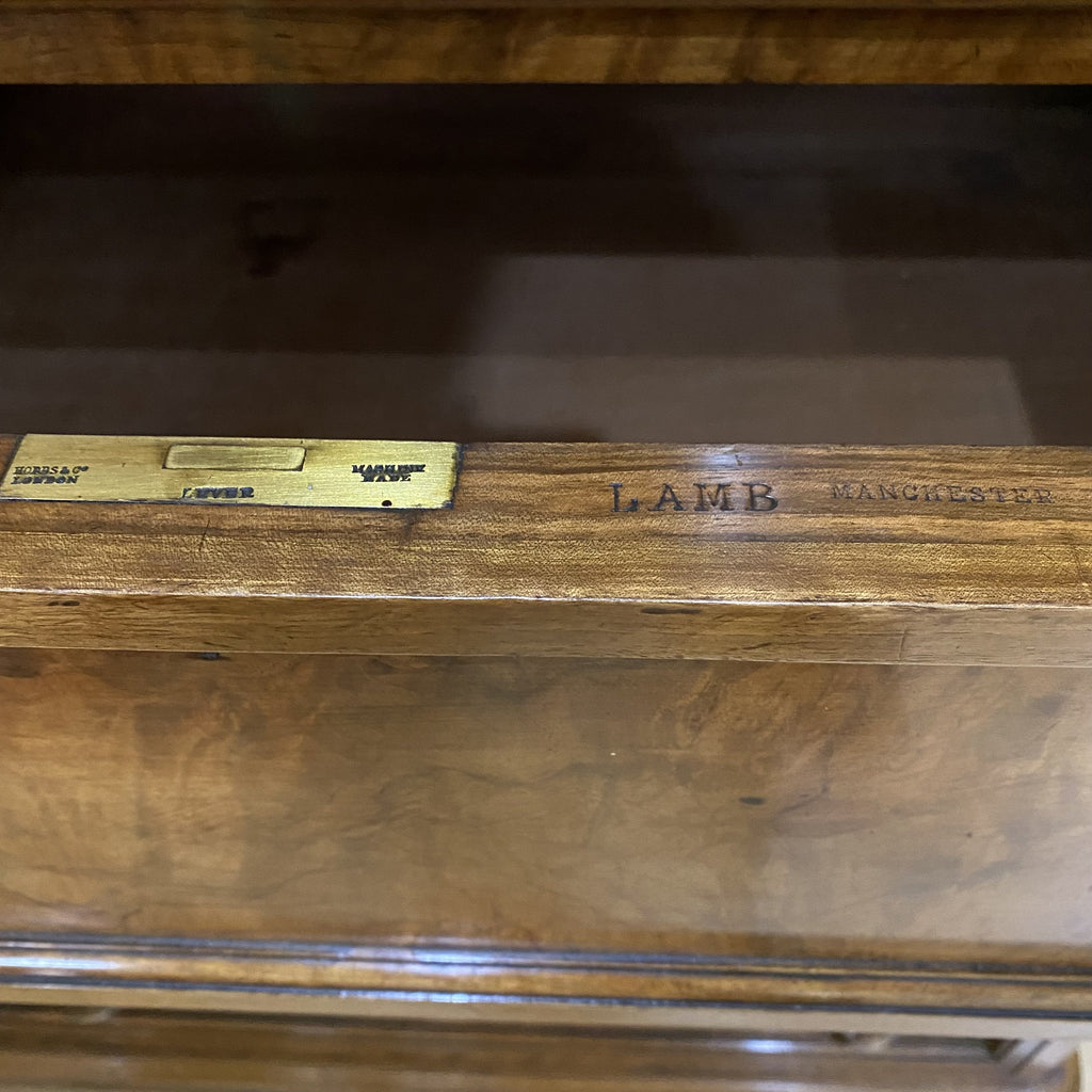 Fine Burr Walnut Chest of Drawers by James Lamb of Manchester-Antique Furniture > Chest of Drawer-James Lamb of Manchester-Lowfields Barn Antiques