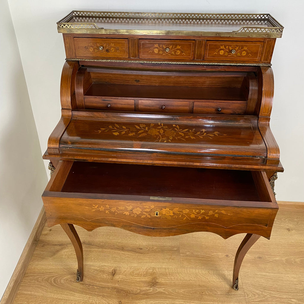 Fine Quality Rosewood and Marquetry Bonheur Du Jour - Circa 1870-Antique Furniture > Desks-19th Century French-Lowfields Barn Antiques