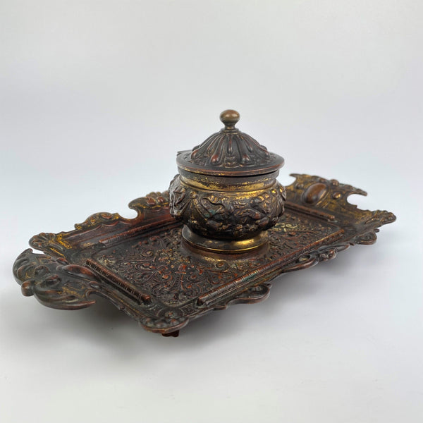 French Bronze Inkwell - Circa 1880 by T.Y. Depose Paris-Antique Brass and Copper-T.Y. Depose Paris-Lowfields Barn Antiques