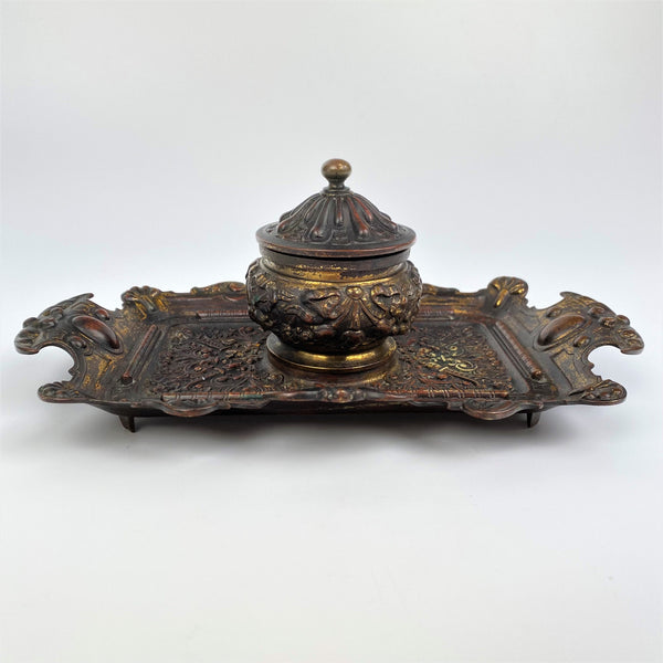 French Bronze Inkwell - Circa 1880 by T.Y. Depose Paris-Antique Brass and Copper-T.Y. Depose Paris-Lowfields Barn Antiques