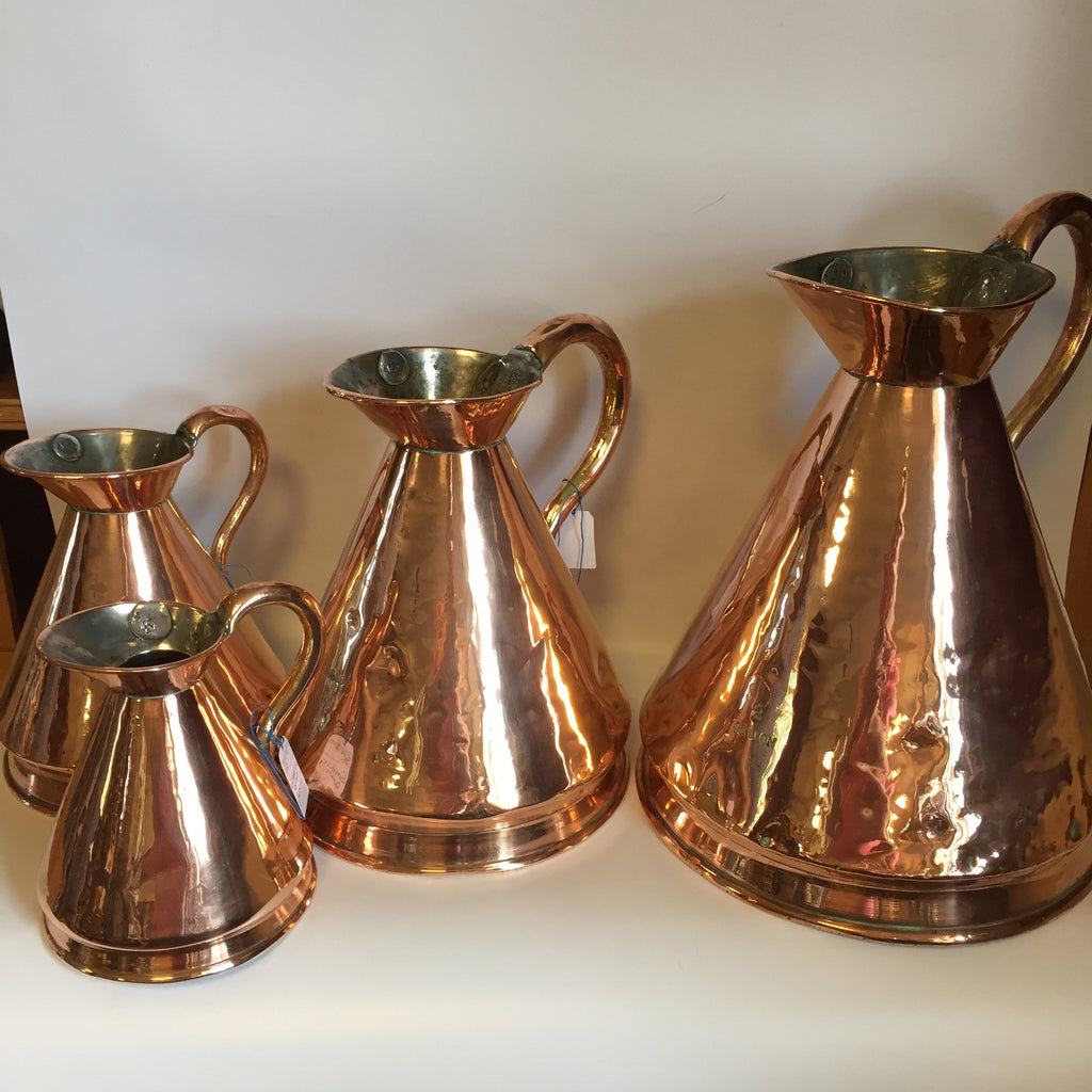 Full Set of George II 18th Century Copper Measuring Jugs-Antique Brass and Copper-18th Century-Lowfields Barn Antiques