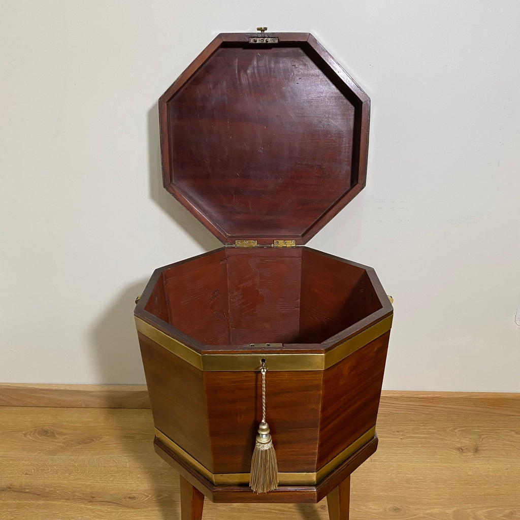 George III Mahogany Brass Bound Octagonal Cellarette Wine Cooler-Antique Furniture > Wine Cooler-19th Century Victorian-Lowfields Barn Antiques