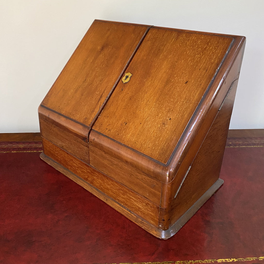 Good Quality Mahogany Stationary Box with Inkwell - Victorian-Decorative Antiques > Desk Organisers-Victorian-Lowfields Barn Antiques
