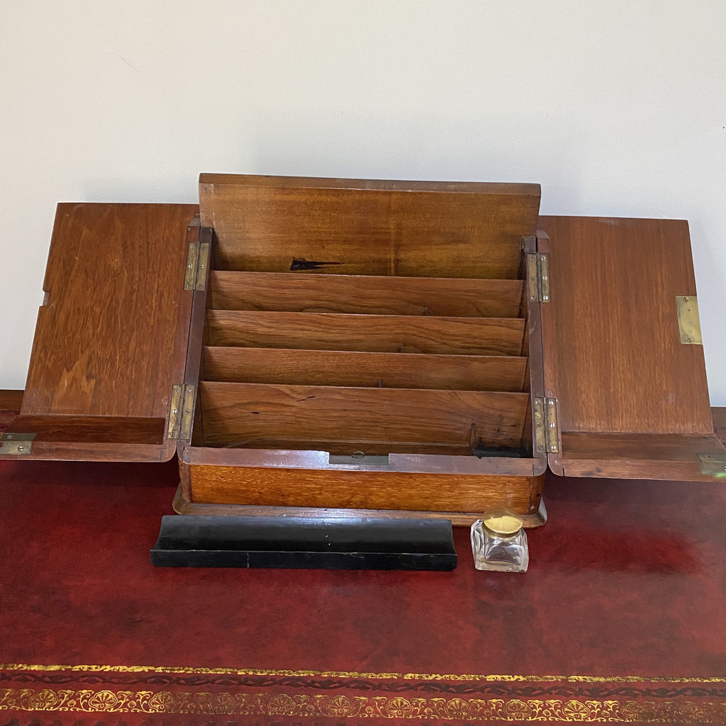 Good Quality Mahogany Stationary Box with Inkwell - Victorian-Decorative Antiques > Desk Organisers-Victorian-Lowfields Barn Antiques