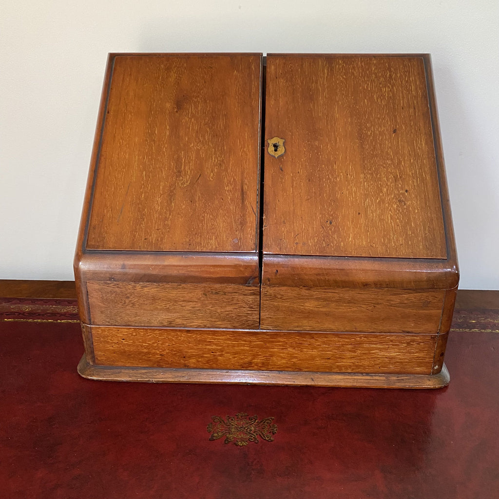 Good Quality Mahogany Stationary Box with Inkwell - Victorian-Decorative Antiques > Desk Organisers-Victorian-Lowfields Barn Antiques