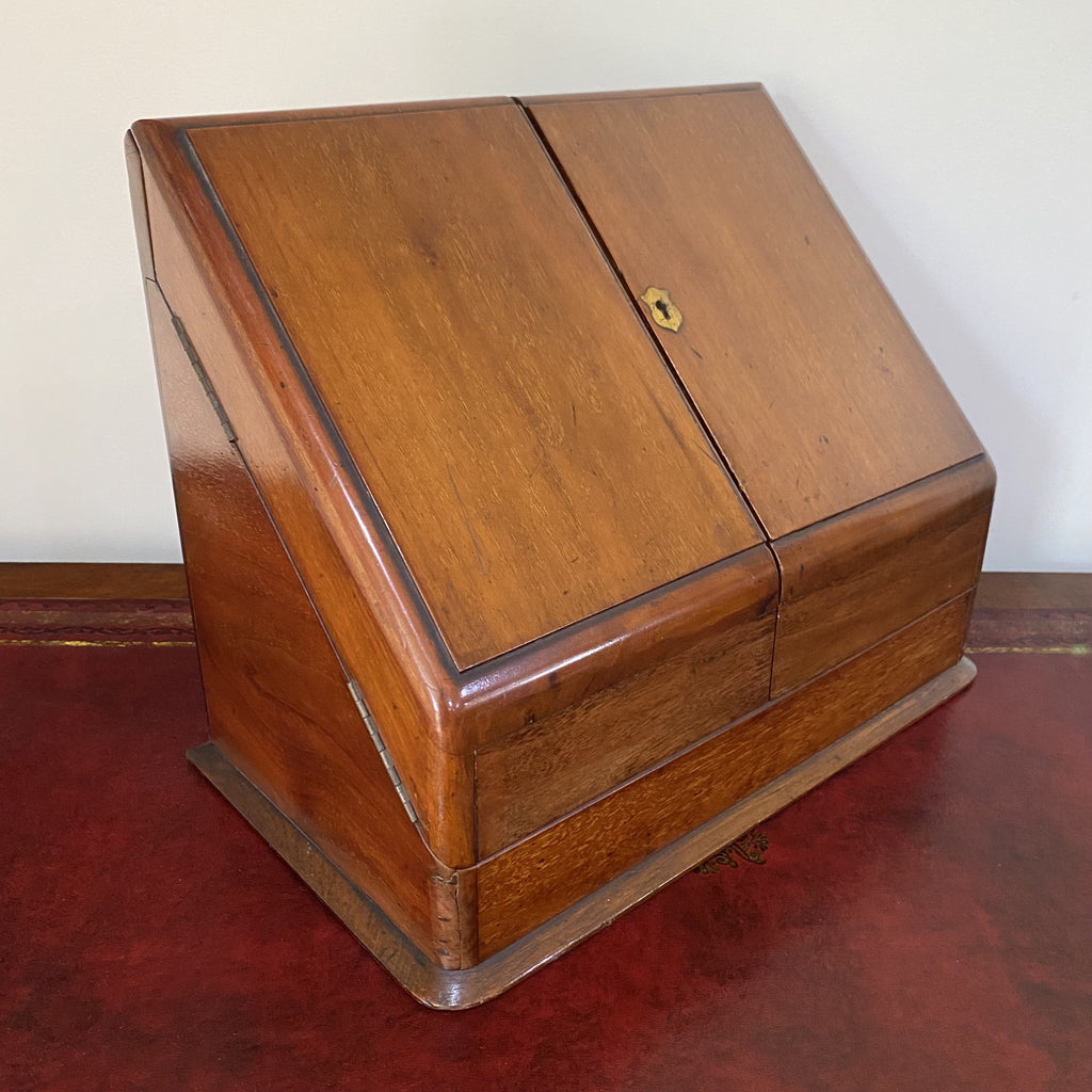 Good Quality Mahogany Stationary Box with Inkwell - Victorian-Decorative Antiques > Desk Organisers-Victorian-Lowfields Barn Antiques