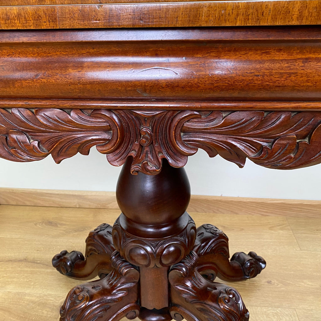 Hand Carved Victorian Mahogany Fold Over Tea Table - Circa 1870-Antique Furniture > Tea Table-19th Century Victorian-Lowfields Barn Antiques