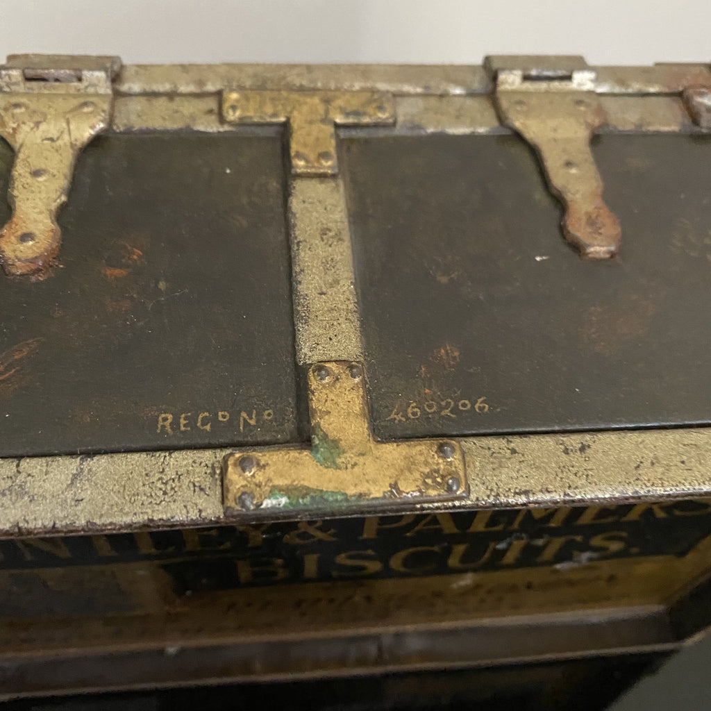 Huntley and Palmer Iron Chest Biscuit Tin - Circa 1909-Antique Biscuit Tins-Huntley and Palmer-Lowfields Barn Antiques