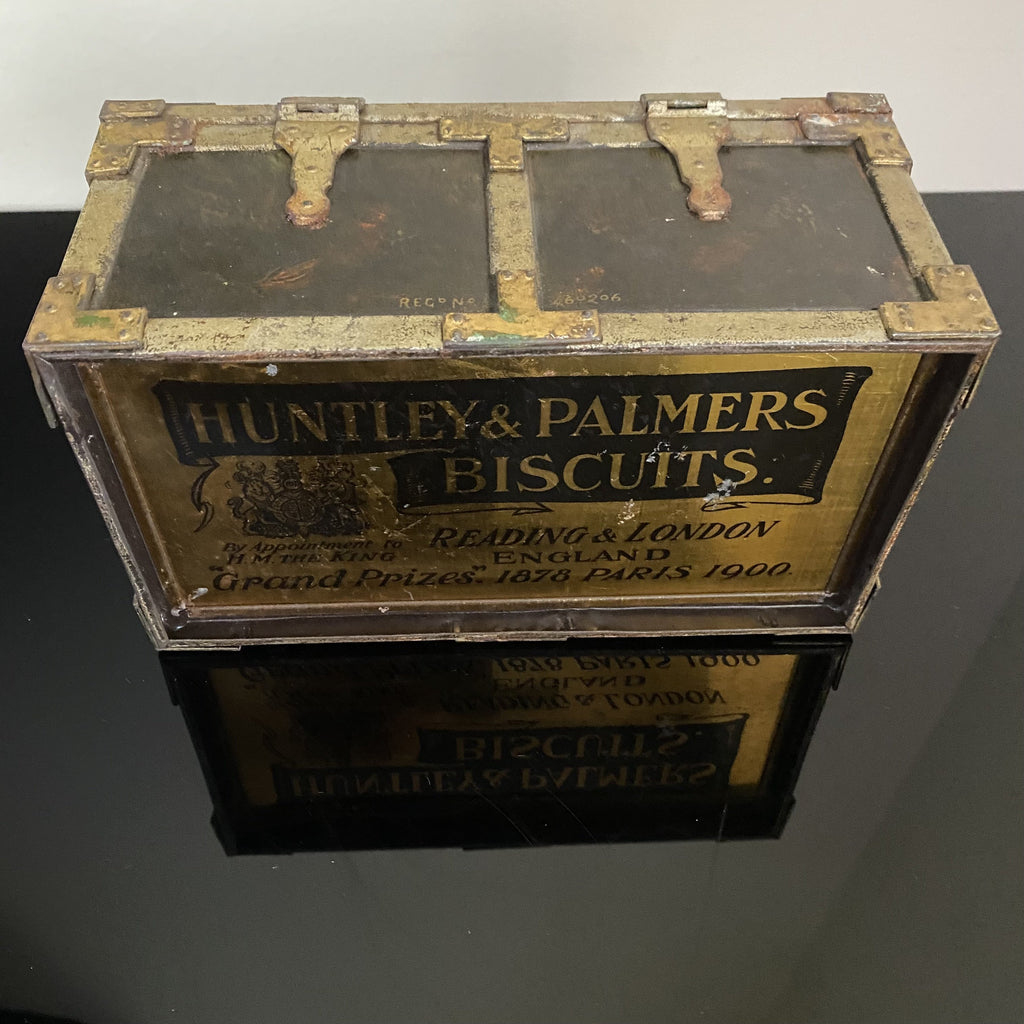 Huntley and Palmer Iron Chest Biscuit Tin - Circa 1909-Antique Biscuit Tins-Huntley and Palmer-Lowfields Barn Antiques