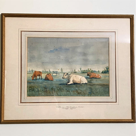 John Arnesby Brown Watercolour 1879 - Signed-Antique Art > Watercolour-John Arnesby Brown-Lowfields Barn Antiques