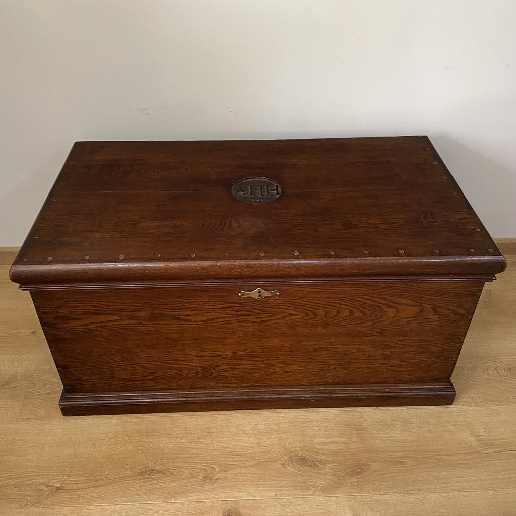 Large Country House Storage Box - Campaign Travel Trunk-Antique Furniture > Campaign Storage Chest-Edwardian-Lowfields Barn Antiques