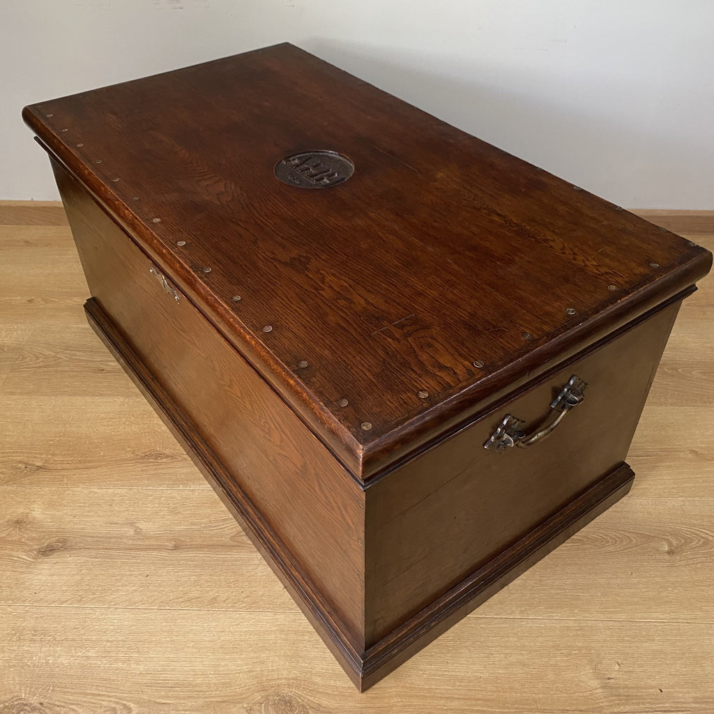 Large Country House Storage Box - Campaign Travel Trunk-Antique Furniture > Campaign Storage Chest-Edwardian-Lowfields Barn Antiques