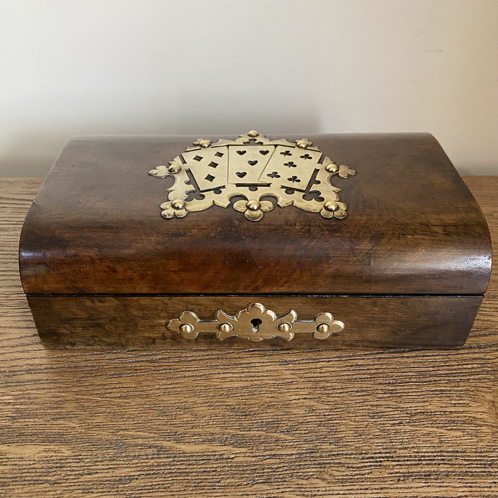 Luxury Walnut Playing Card Games Box - Circa 1860 - 90-Decorative Antiques-Victorian-Lowfields Barn Antiques