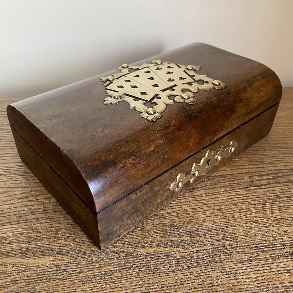 Luxury Walnut Playing Card Games Box - Circa 1860 - 90-Decorative Antiques-Victorian-Lowfields Barn Antiques