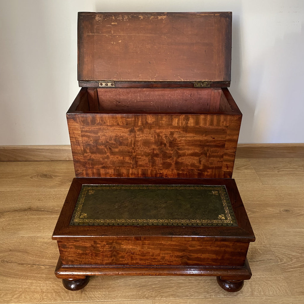 Mahogany Library Steps with Inset Gilt Leather and Internal Storage Compartment-Antique Furniture > Steps-Victorian-Lowfields Barn Antiques