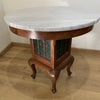 Mahogany Marble Top Table with Lantern Cupboard - Edwardian-Antique Furniture > Tables-Edwardian-Lowfields Barn Antiques