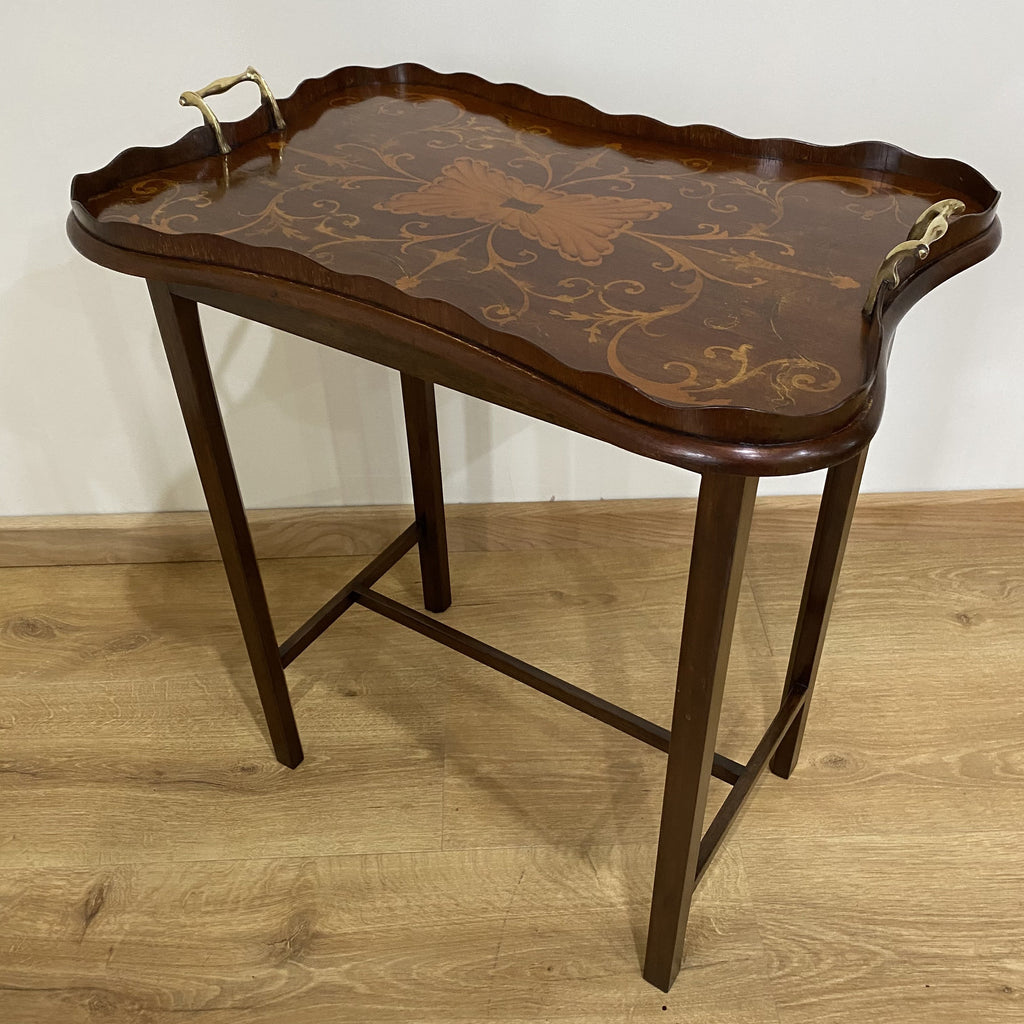 Mahogany Tray on Stand by Edmund Czajkowski and Son of Woodhall Spa-Antique Furniture > Tray on Stand-20th Century-Lowfields Barn Antiques