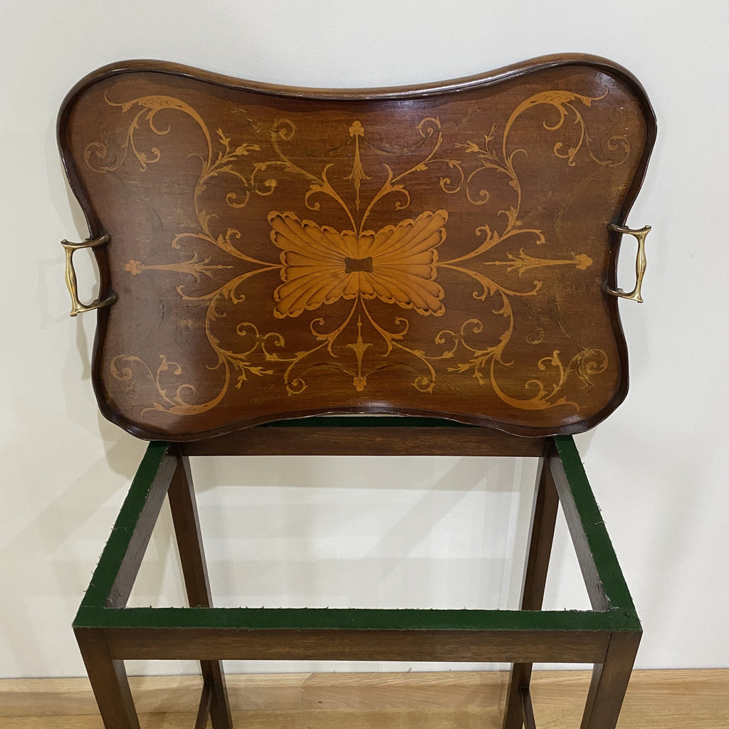 Mahogany Tray on Stand by Edmund Czajkowski and Son of Woodhall Spa-Antique Furniture > Tray on Stand-20th Century-Lowfields Barn Antiques
