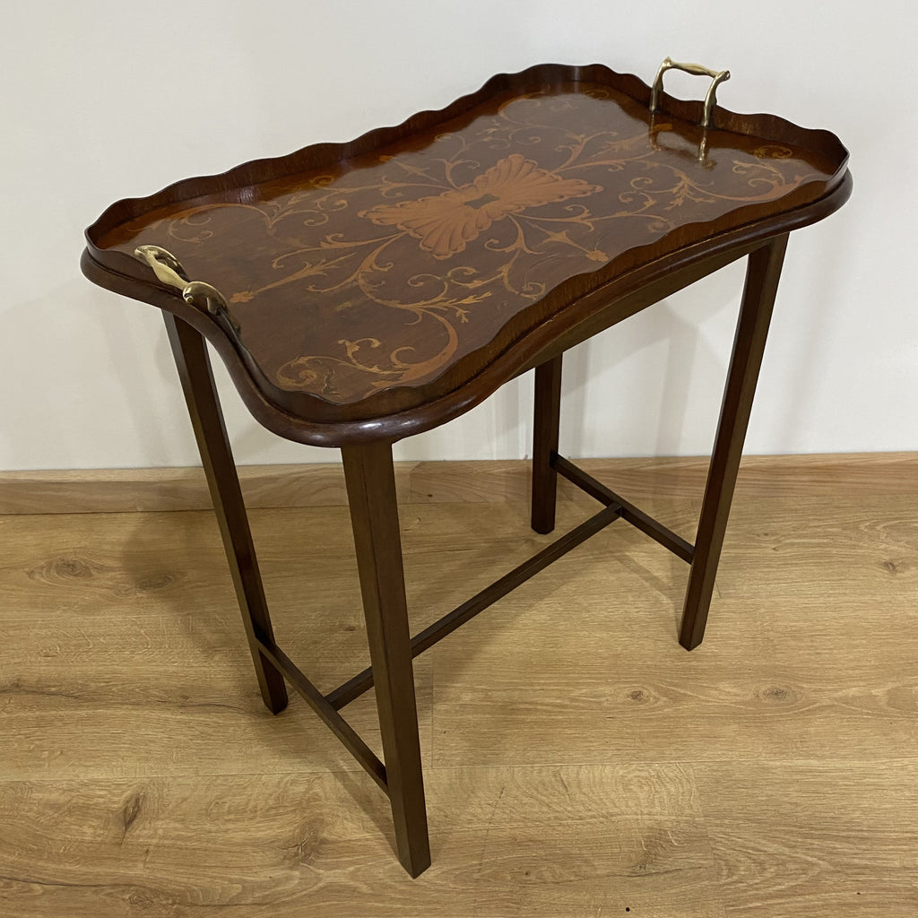 Mahogany Tray on Stand by Edmund Czajkowski and Son of Woodhall Spa-Antique Furniture > Tray on Stand-20th Century-Lowfields Barn Antiques