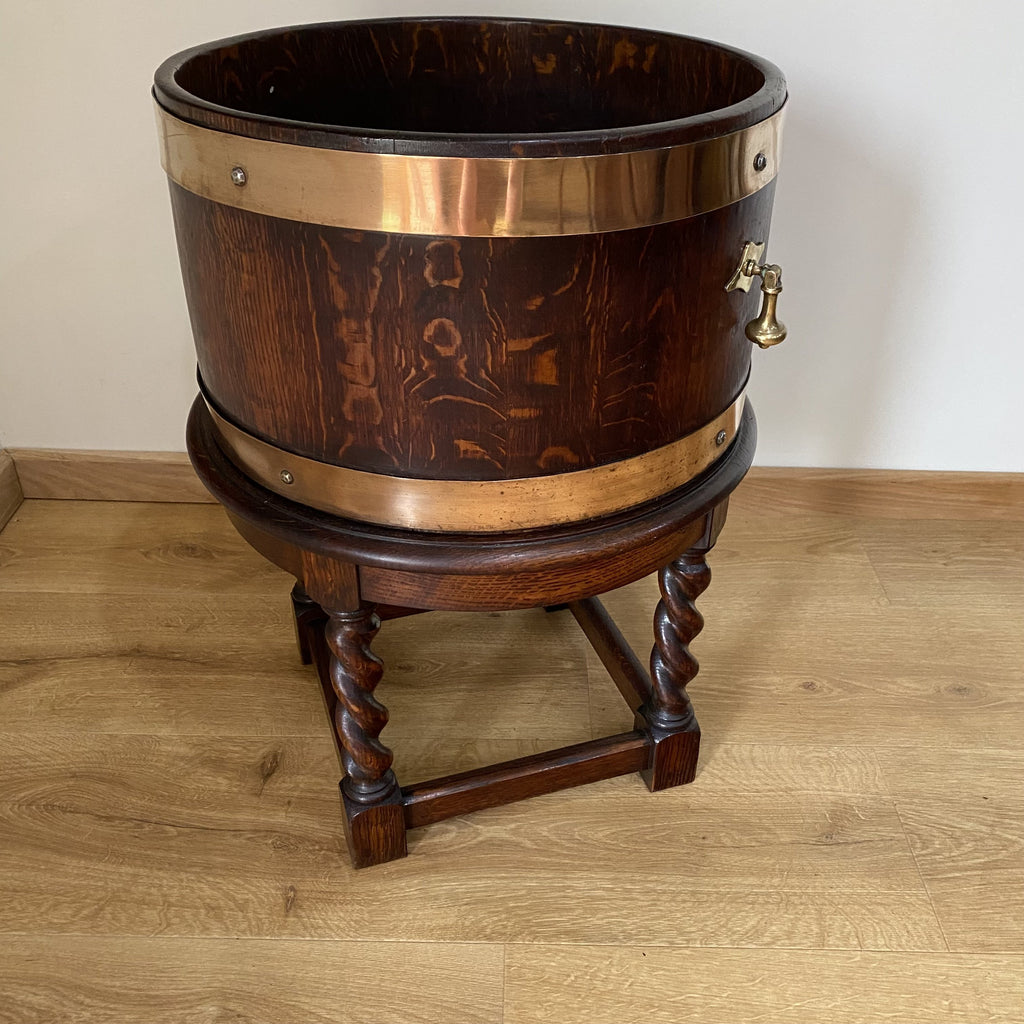Oak Brass Bound Planter - Wine Cooler by R A Lister - Victorian-Decorative Antiques-R. A Lister Dursley-Lowfields Barn Antiques