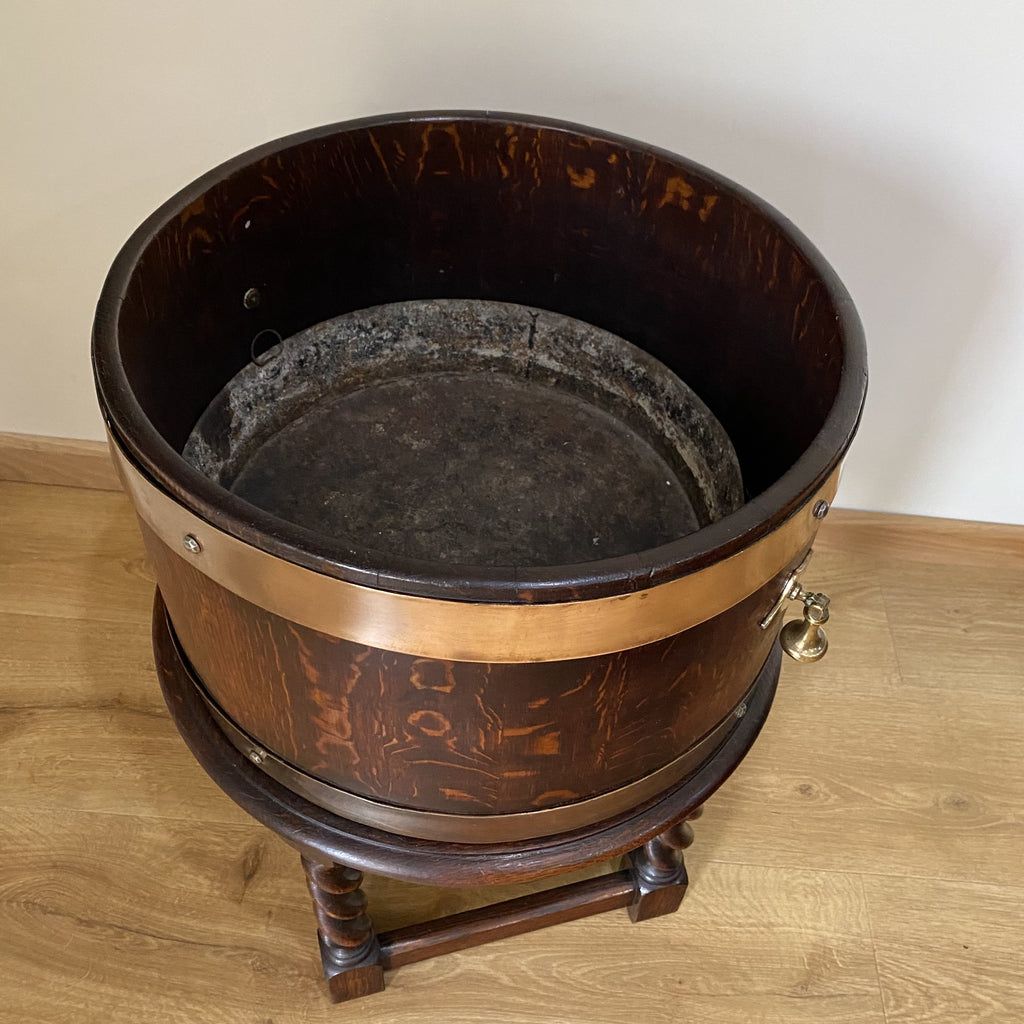 Oak Brass Bound Planter - Wine Cooler by R A Lister - Victorian-Decorative Antiques-R. A Lister Dursley-Lowfields Barn Antiques