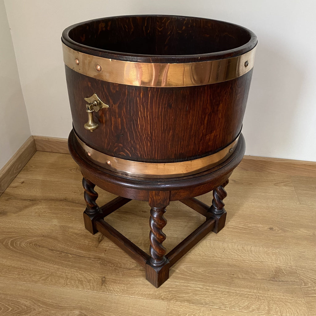 Oak Brass Bound Planter - Wine Cooler by R A Lister - Victorian-Decorative Antiques-R. A Lister Dursley-Lowfields Barn Antiques