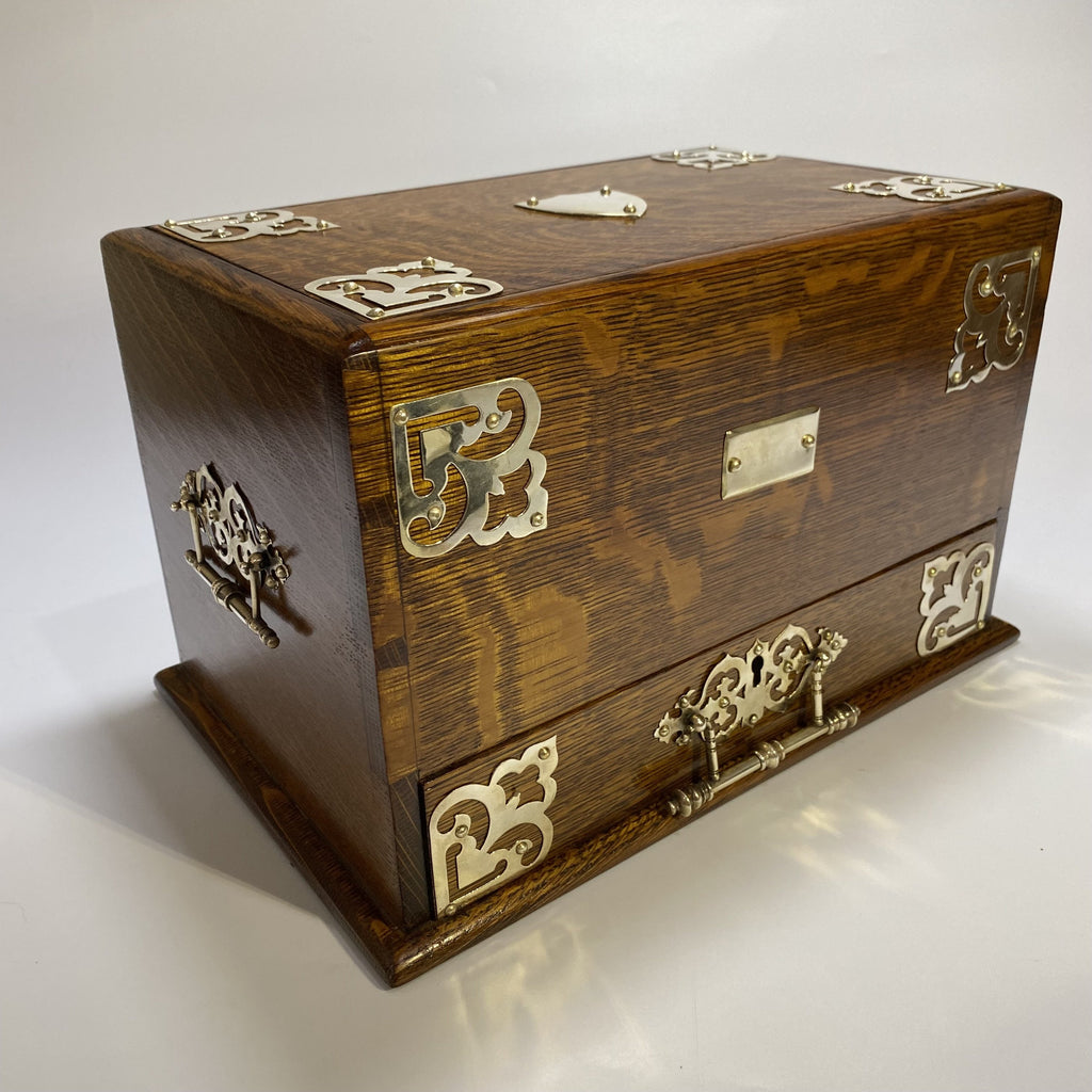 Oak Stationary Box - Late 19th Century-Decorative Antiques > Desk Organisers-Edwardian-Lowfields Barn Antiques