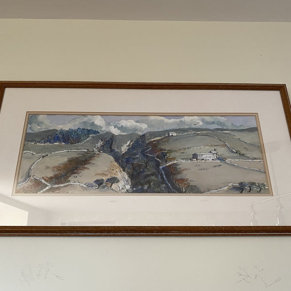 Original Watercolour 'A Divided Landscape' by Jill Douglas-Antique Art > Painting-Jill Douglas-Lowfields Barn Antiques