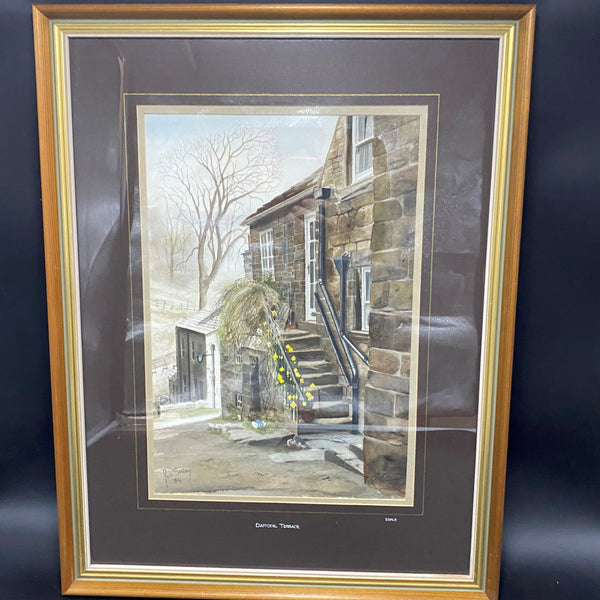 Original Watercolour Daffodil Terrace Edale Derbyshire by Rob Smith-Antique Art > Watercolour-20th Century-Lowfields Barn Antiques