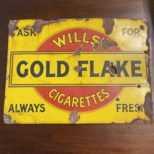 Original Wills Gold Flake - Enamel Advertising Sign, Double Sided-Antique Wall Art > Advertising-20th Century-Lowfields Barn Antiques