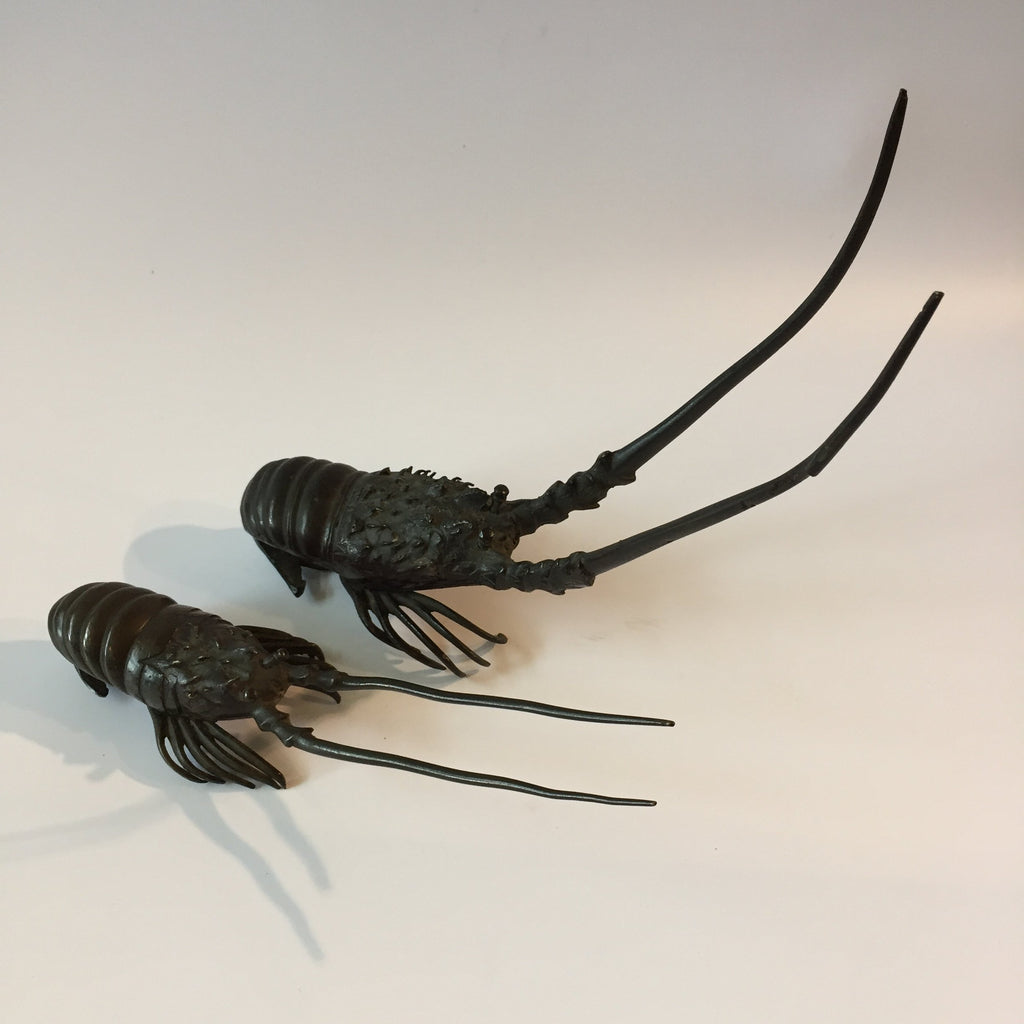 Pair of Japanese Bronze Crayfish - Meiji Period-Decorative Antiques > Bronze Figures-Meiji Period-Lowfields Barn Antiques
