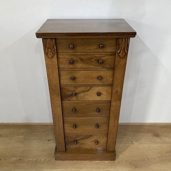 Seven Drawer Walnut Wellington Chest of Drawers - Late Victorian-Antique Furniture > Chest of Drawer-Victorian-Lowfields Barn Antiques