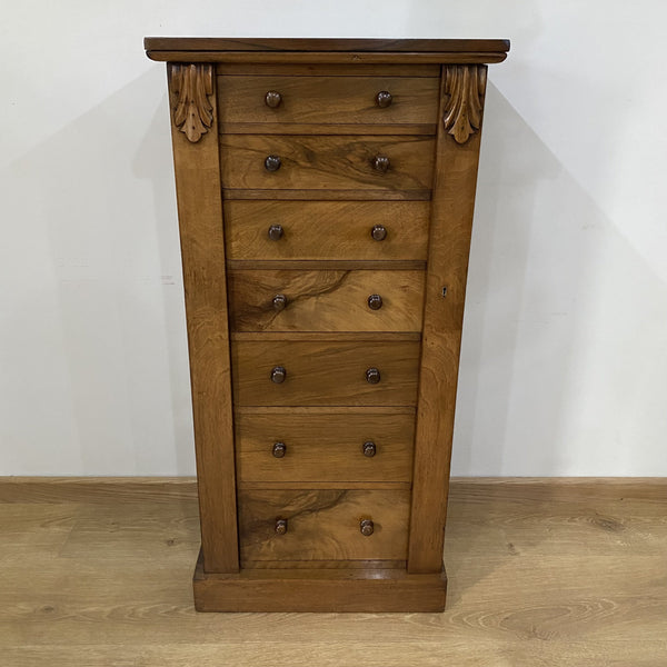 Seven Drawer Walnut Wellington Chest of Drawers - Late Victorian-Antique Furniture > Chest of Drawer-Victorian-Lowfields Barn Antiques