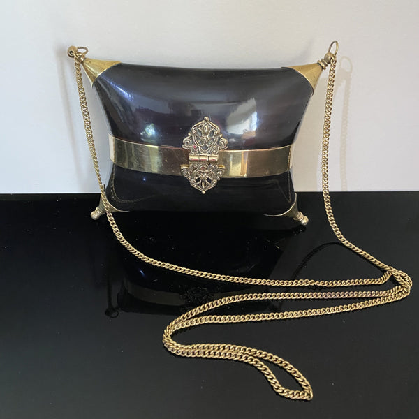Stunning Evening Bag with Horn and Brass Design-Vintage-20th Century-Lowfields Barn Antiques