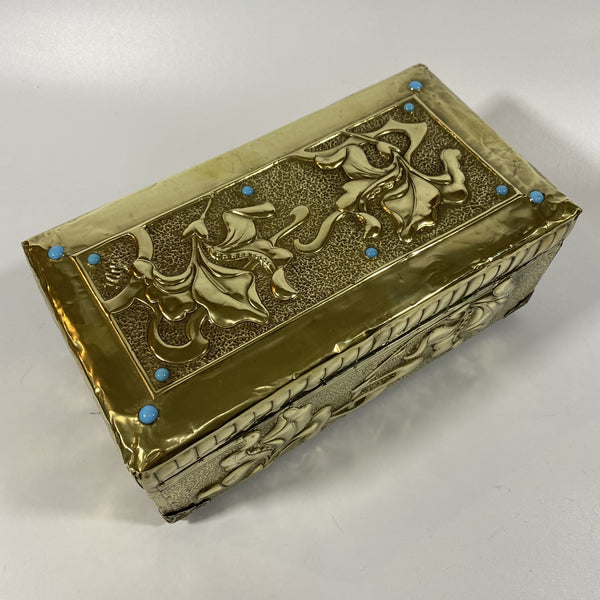 Superb Brass Casket - Art Nouveau-Decorative Antiques> Brass-Art Nouveau-Lowfields Barn Antiques