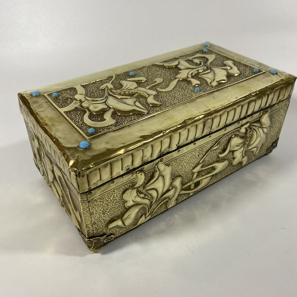 Superb Brass Casket - Art Nouveau-Decorative Antiques> Brass-Art Nouveau-Lowfields Barn Antiques