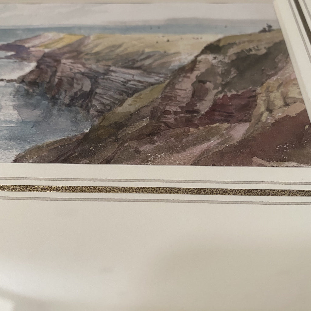 The Coast Line At Filey Watercolour by Victorian Artist G. Vawser-Antique Art > Watercolour-Victorian-Lowfields Barn Antiques