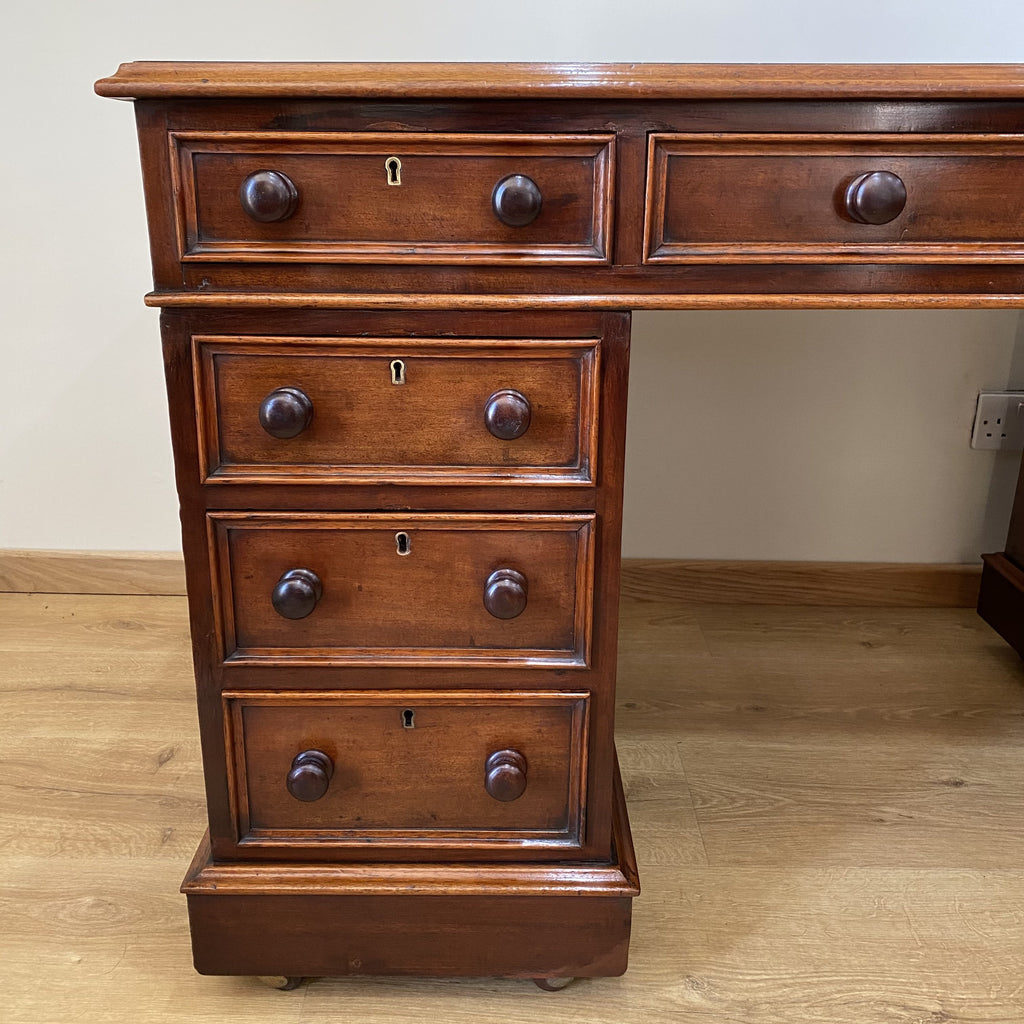 Twin Pedestal Desk - Victorian Mahogany-Antique Furniture > Desks-19th Century-Lowfields Barn Antiques