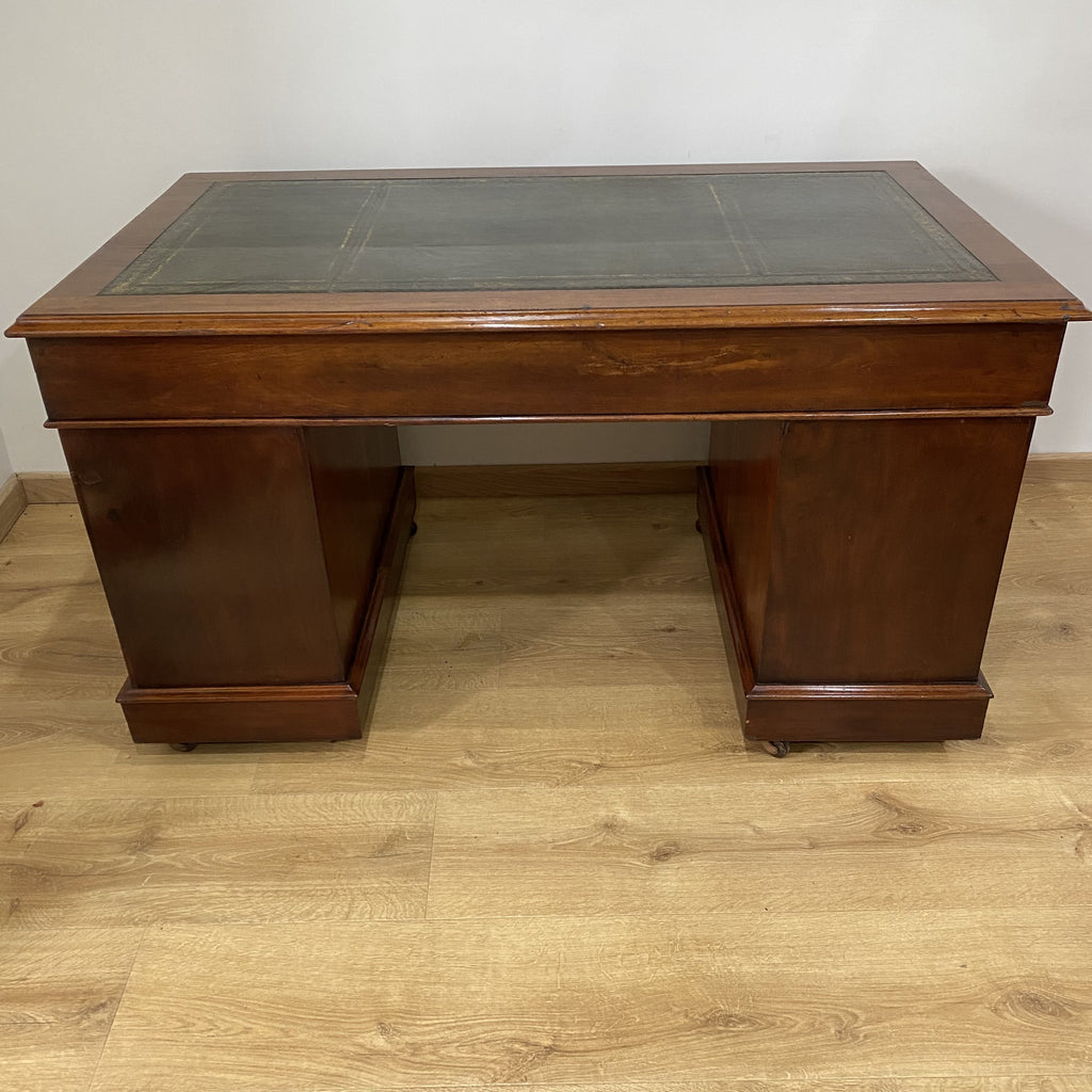 Twin Pedestal Desk - Victorian Mahogany-Antique Furniture > Desks-19th Century-Lowfields Barn Antiques
