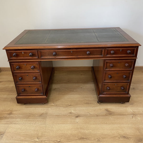 Twin Pedestal Desk - Victorian Mahogany-Antique Furniture > Desks-19th Century-Lowfields Barn Antiques