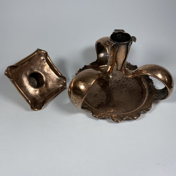 Unusual Handmade Art Nouveau Copper Candlestick-Antique Brass and Copper-Art Nouveau-Lowfields Barn Antiques
