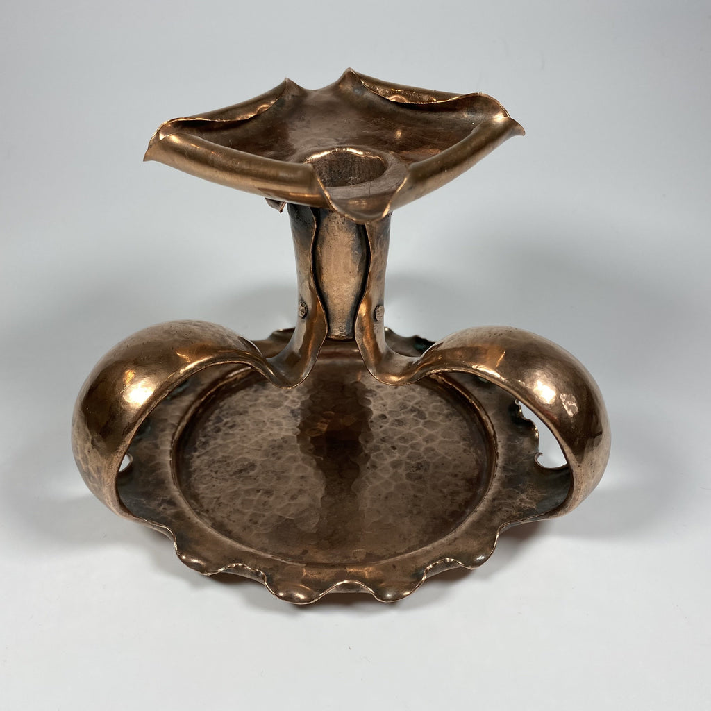 Unusual Handmade Art Nouveau Copper Candlestick-Antique Brass and Copper-Art Nouveau-Lowfields Barn Antiques