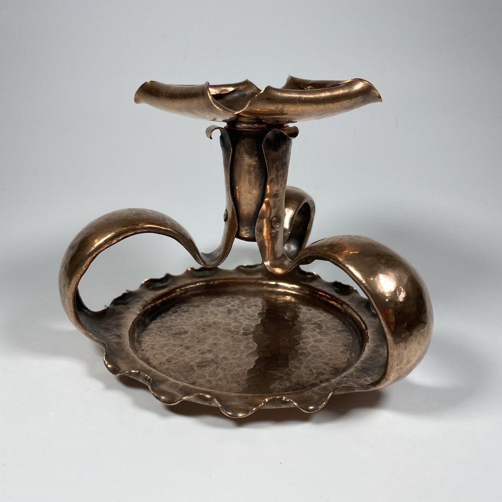 Unusual Handmade Art Nouveau Copper Candlestick-Antique Brass and Copper-Art Nouveau-Lowfields Barn Antiques