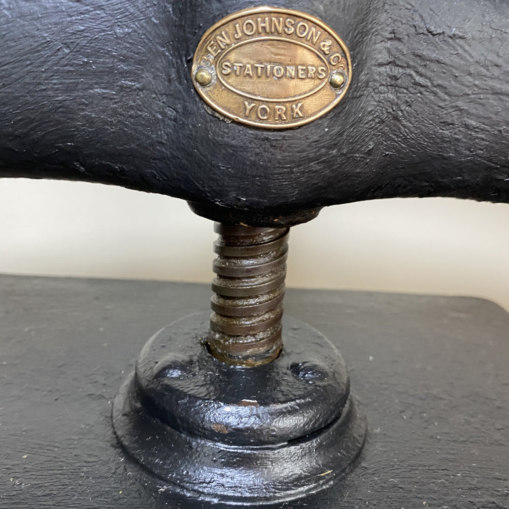 Victorian Cast Iron Book Press by Ben Johnson and Co Stationers York-Decorative Antiques-Ben Johnson & Co Stationers York-Lowfields Barn Antiques