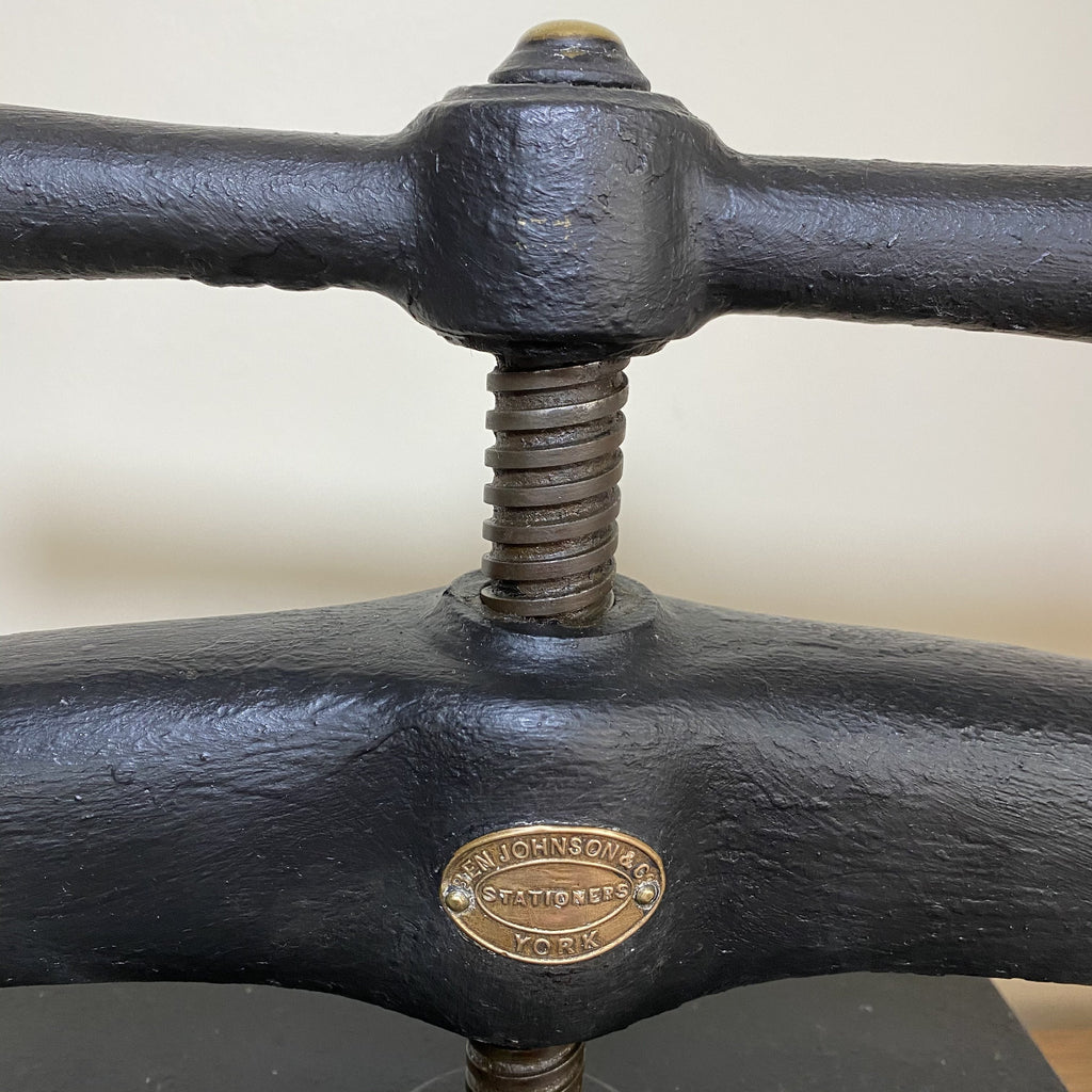 Victorian Cast Iron Book Press by Ben Johnson and Co Stationers York-Decorative Antiques-Ben Johnson & Co Stationers York-Lowfields Barn Antiques